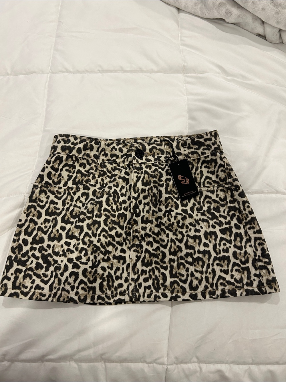Sincerely Jules Leopard Print Mini Skirt - Black & Cream